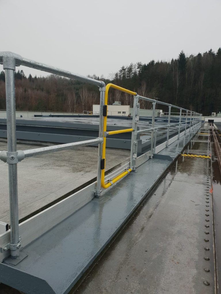 Kee Klamp im Wasserkraftwerk hier Montageplatz-Sicherung mit Kee Gate